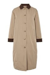 Pieces Abrigo gabardina detalle cuello pu&ntilde;os gris