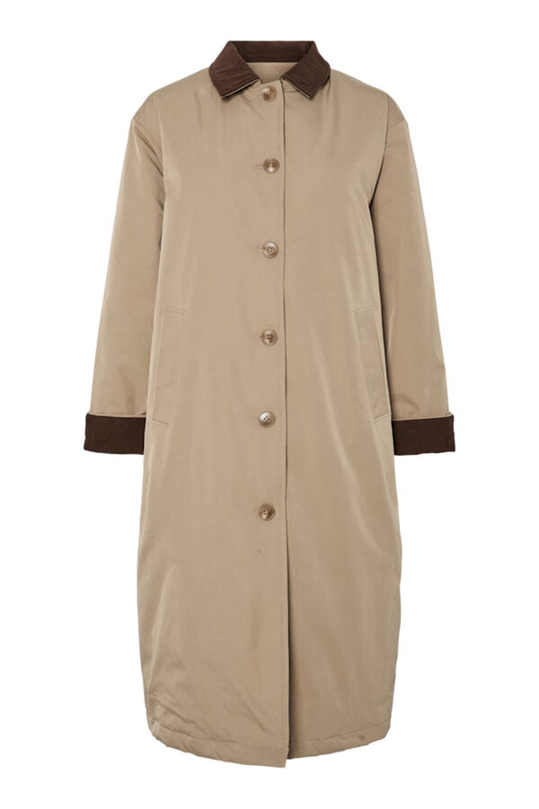 Pieces Abrigo gabardina detalle cuello pu&ntilde;os gris