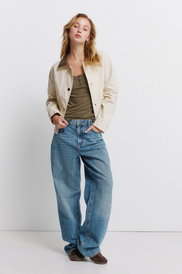 Springfield Čipkasta majica dugih rukava Kaki