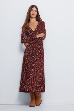 Springfield Vestido midi florecitas naranja