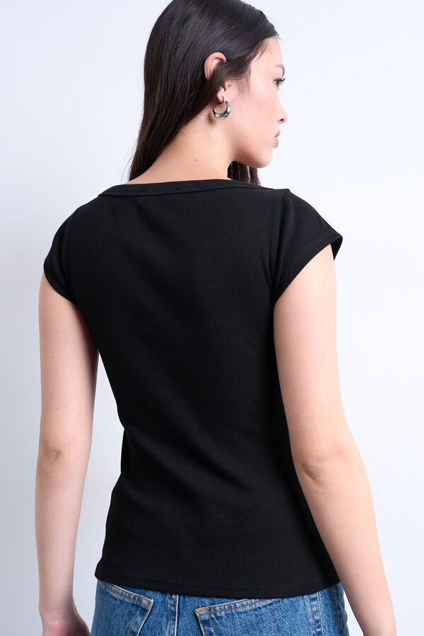 Topshop Camiseta cuello cuadrado negro
