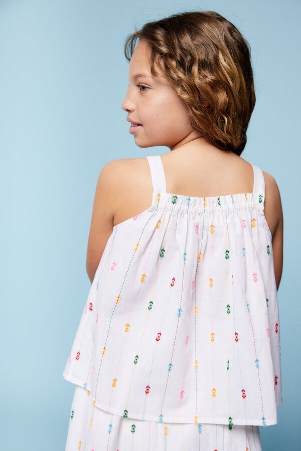 Springfield Fluorescentni top od tkanina sa ispupčenim tačkicama za devojčice tamnokaki