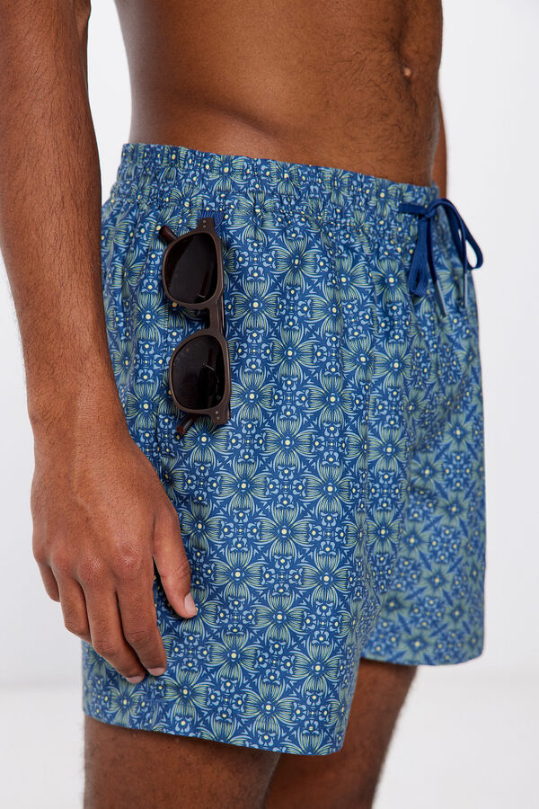 Springfield Mosaic print swim shorts blue