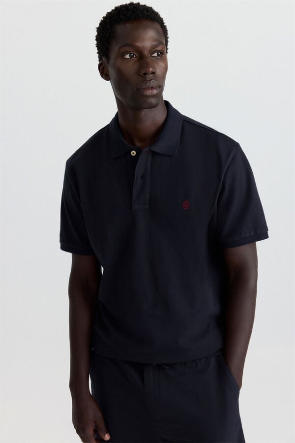 Springfield Piqu&eacute; basic regular fit polo shirt blue