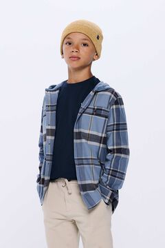 Springfield Camisa cuadros capucha niño azul medio