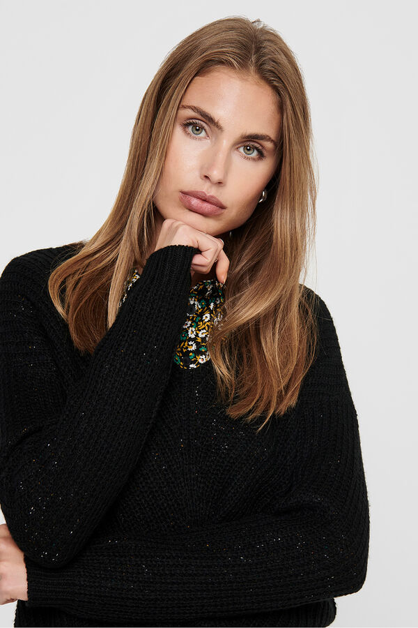 JDY Jersey cuello pico negro