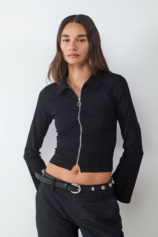 Balmohk Casaco justa com fecho-&eacute;clair preto