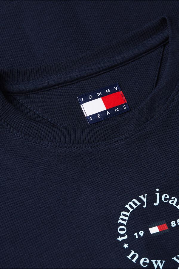 Tommy Jeans T-shirt slim com logo azul