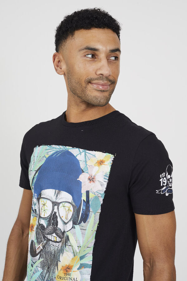 Brave Soul T-shirt caveira de manga curta preto