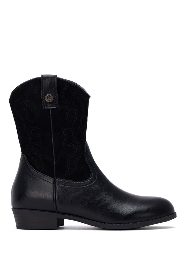 XTI Faux suede cowboy ankle boots black