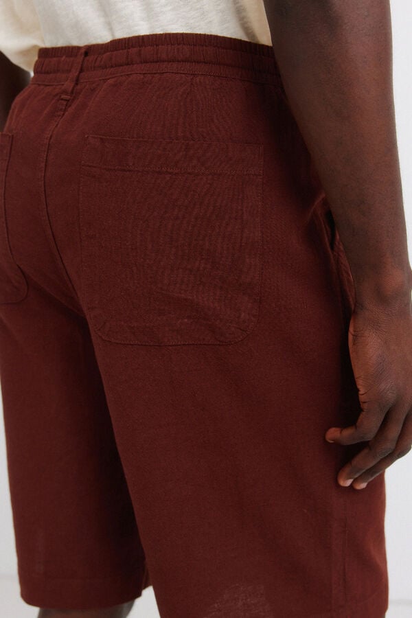 Springfield Linen relaxed fit Bermuda shorts red