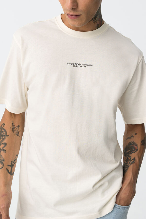 Tiffosi Camiseta relaxed con bordado en la espalda beige