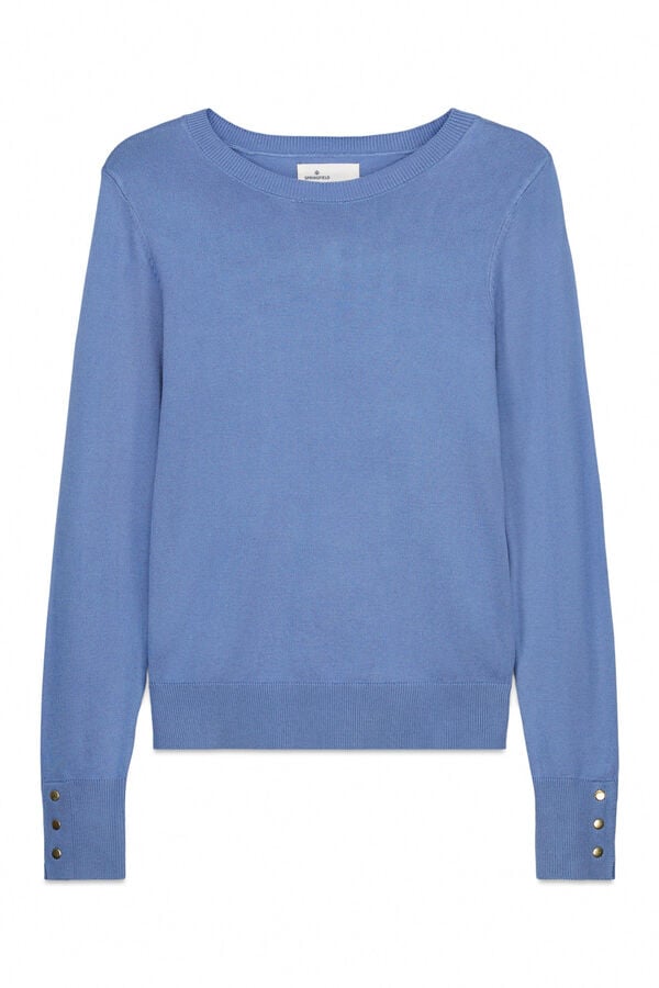 Springfield Fine knit jumper with button cuffs blue