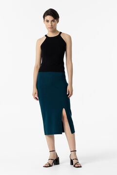 Springfield Knit midi skirt with front slit mallow