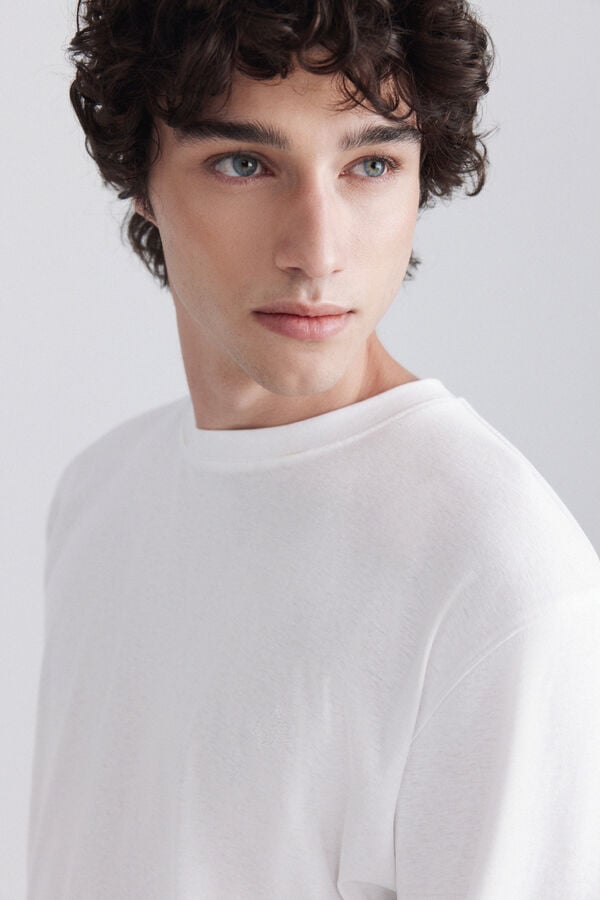 Springfield Ribbed basic long sleeve T-shirt white