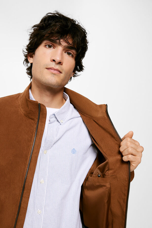 Springfield Suede effect quilted jacket camel