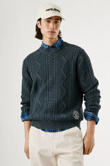 Pepe Jeans Round Neck Braided Sweater blue