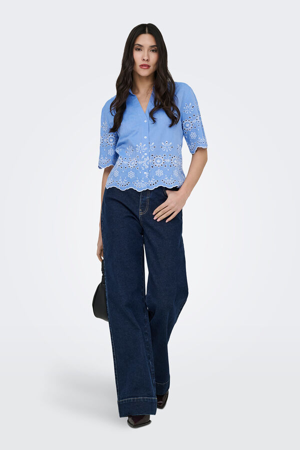 JDY Camisa manga corta azul