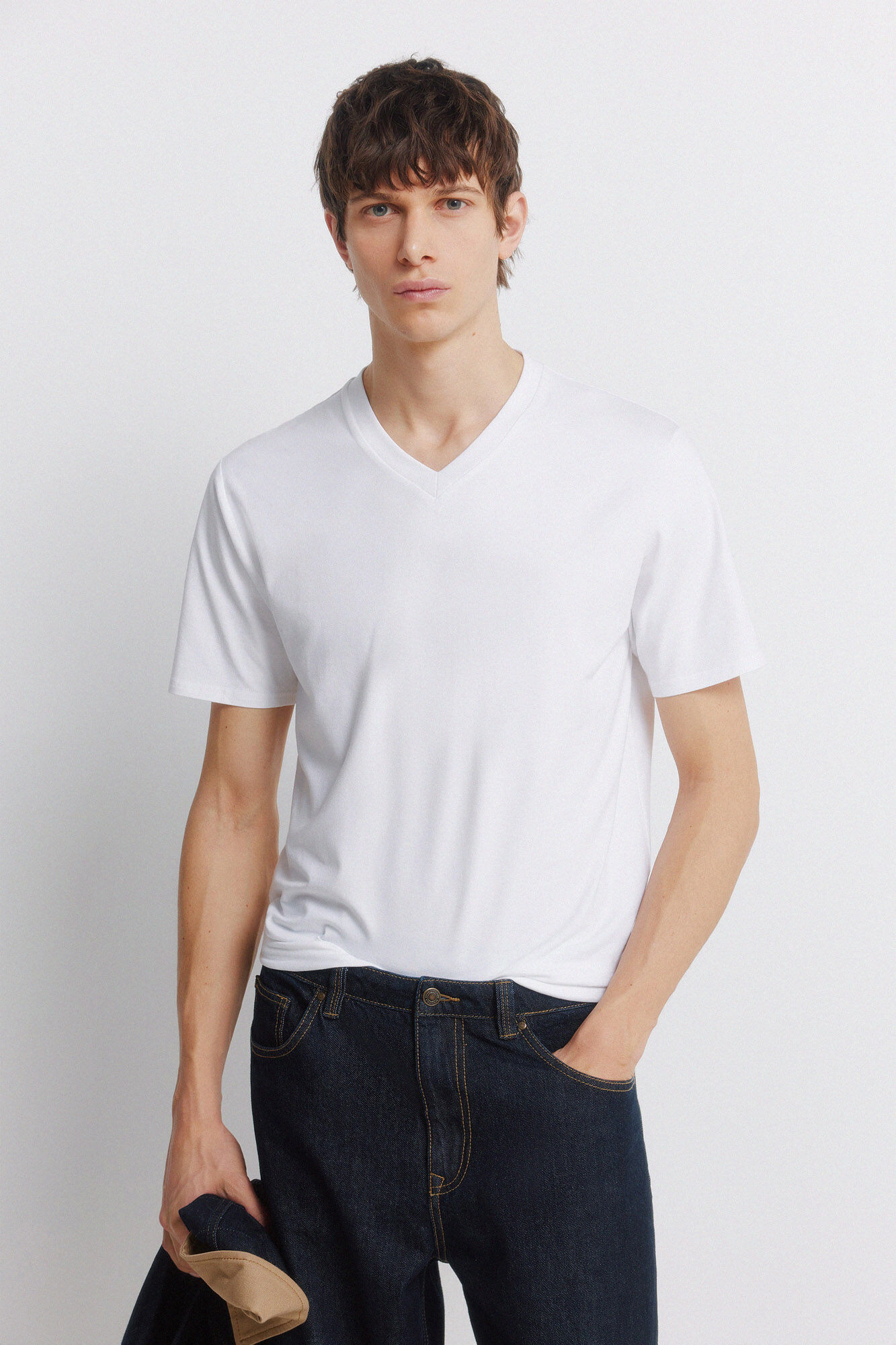 Springfield Lycra V-neck slim fit T-shirt