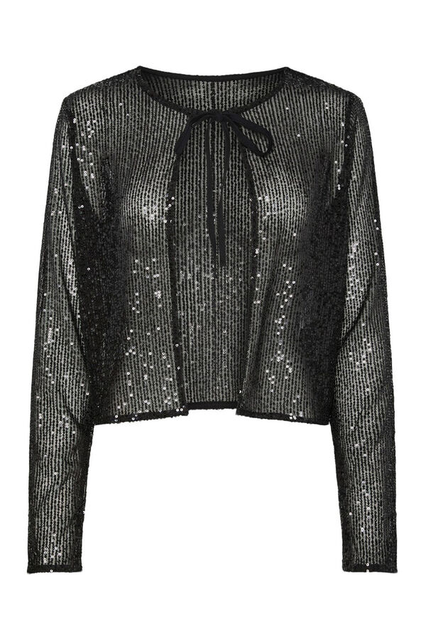Pieces Cárdigan lentejuelas lazada negro