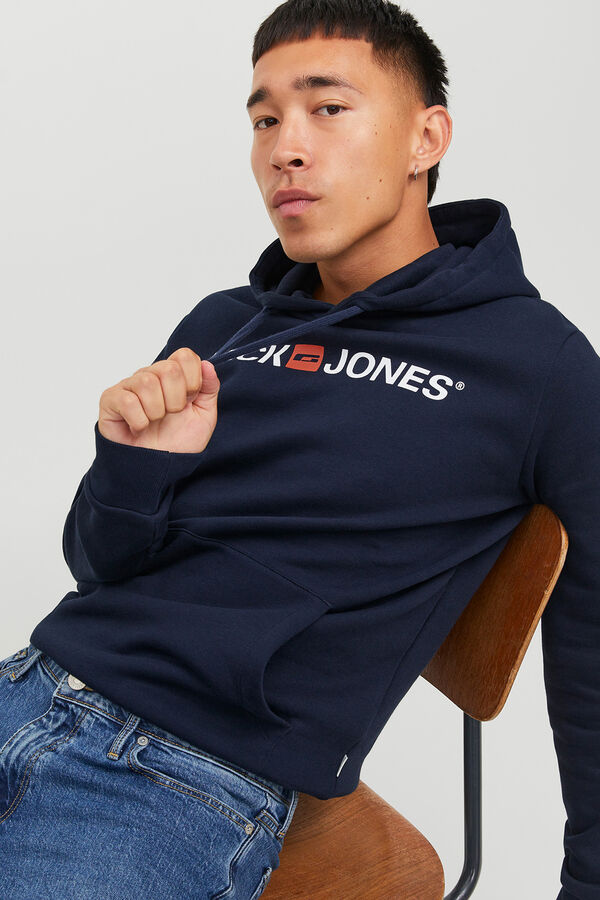 Jack & Jones Sudadera logo capucha azul