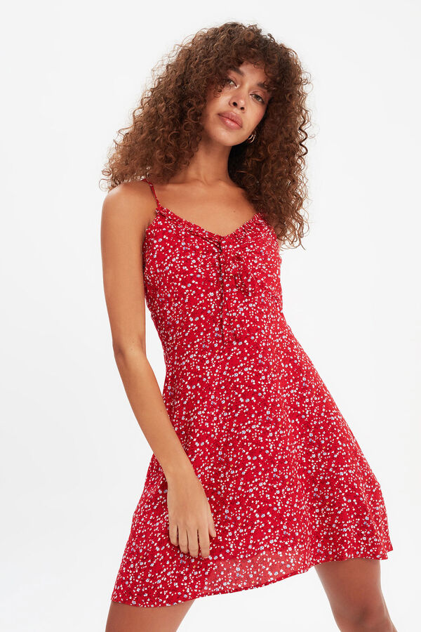 Trendyol Vestido corto de tirantes rojo