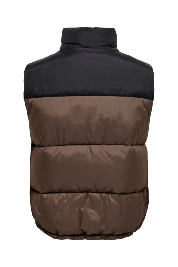 Only & Sons Chaleco acolchado cremallera marr&oacute;n