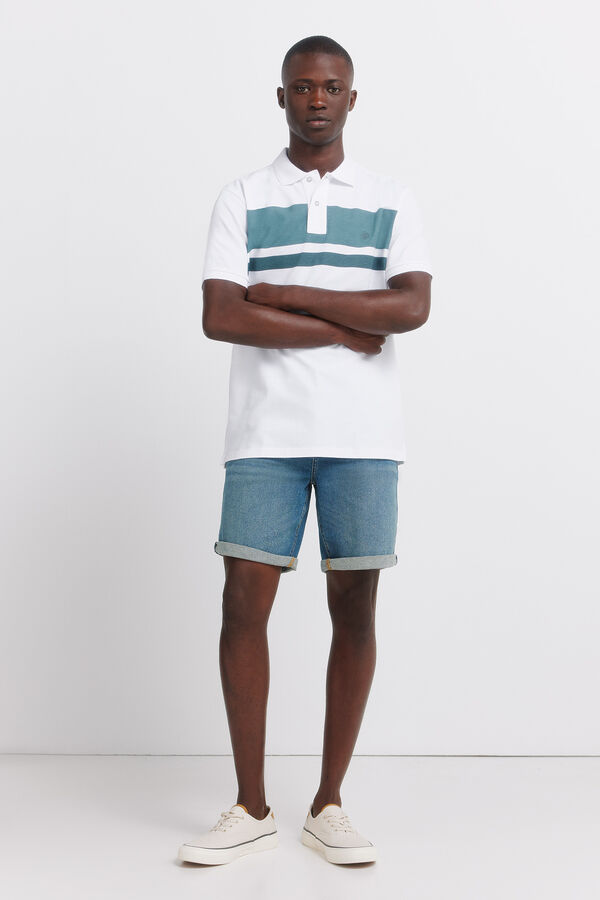 Springfield Piqu&eacute; striped regular fit polo shirt blue