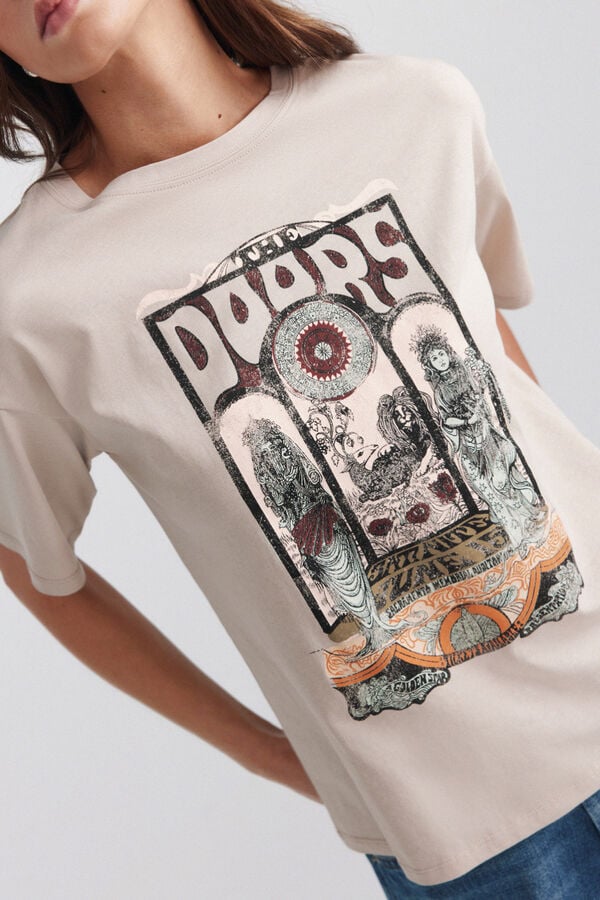 Springfield Short sleeve T-shirt with print nude
