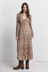 Springfield Print midi dress nude