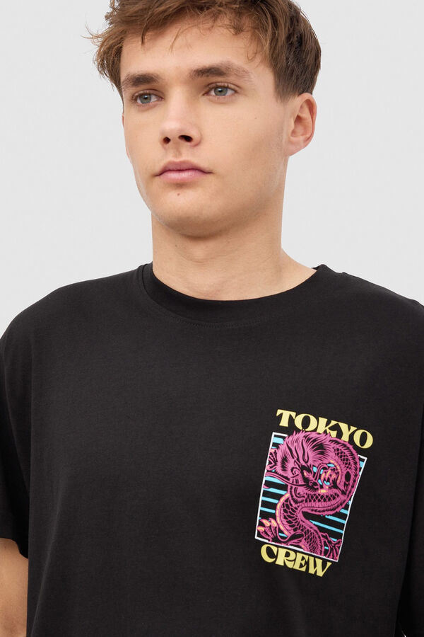 Springfield Japan print T-shirt crna