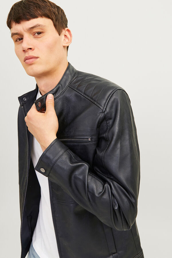Jack & Jones Cazadora biker efecto piel negro