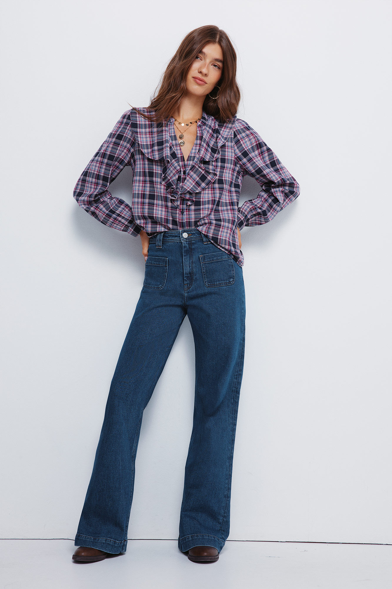 Springfield Karirana bluza sa karnerom