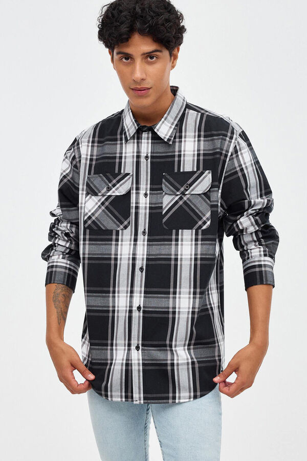 Inside Checkered Shirt black