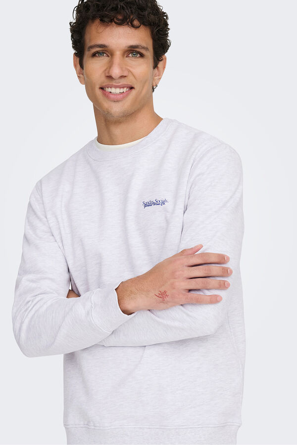 Only & Sons Sudadera de cuello redondo gris