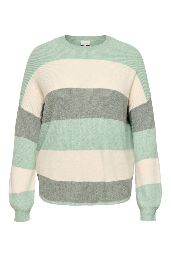 Only Carmakoma Striped plus size jumper beige