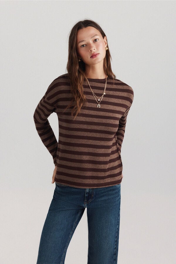 Springfield Striped long sleeve T-shirt brown