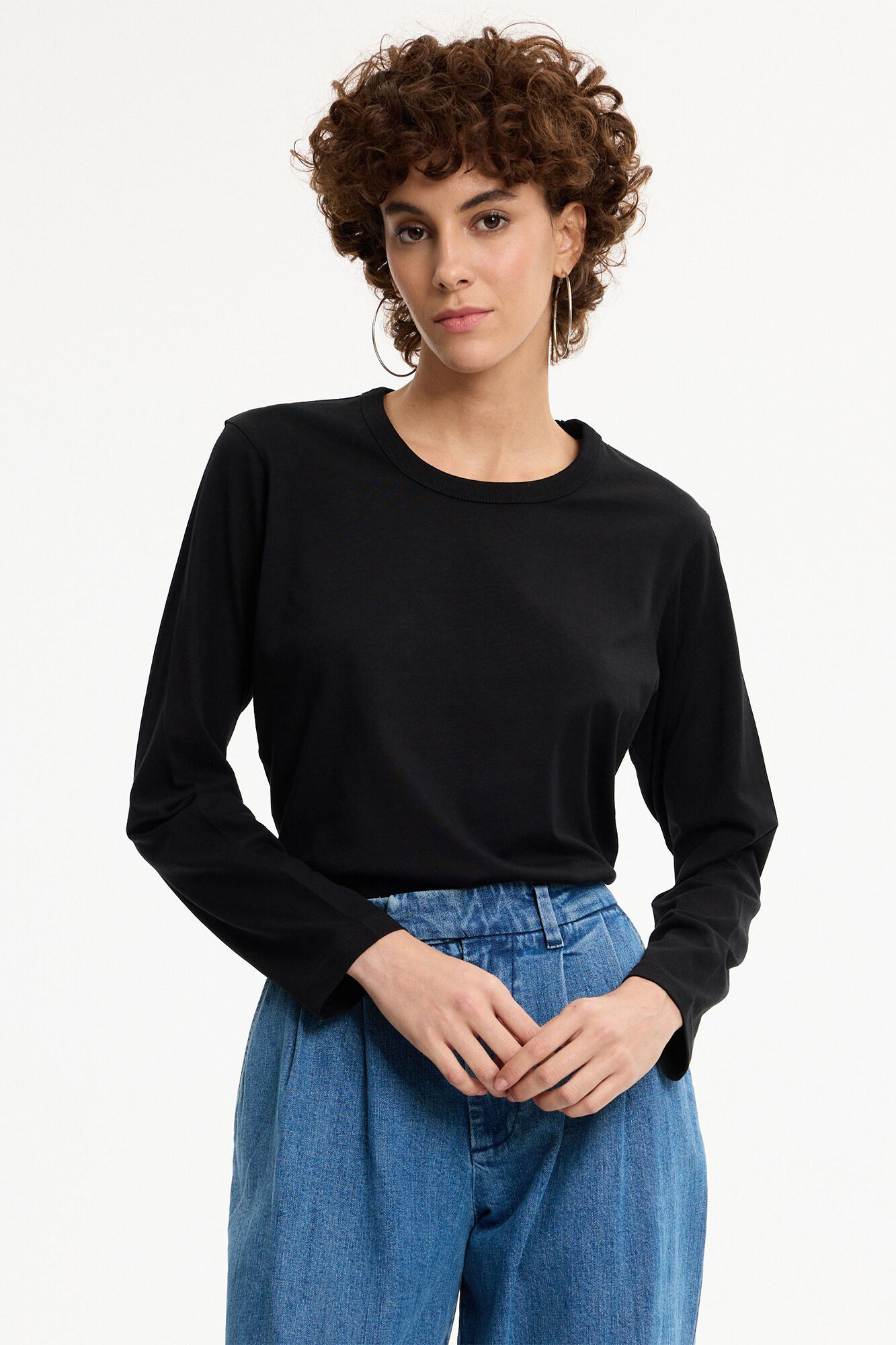 Inside Langarm-T-Shirt mit Rundhalsausschnitt