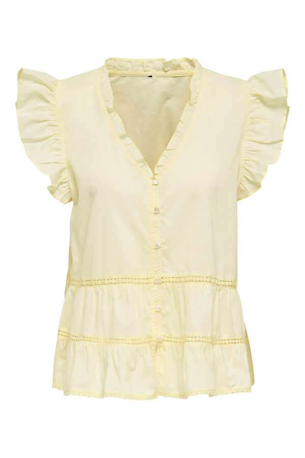 JDY Blusa com folhos estampado