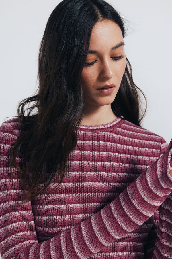 Springfield Striped structured fitted midi dress red