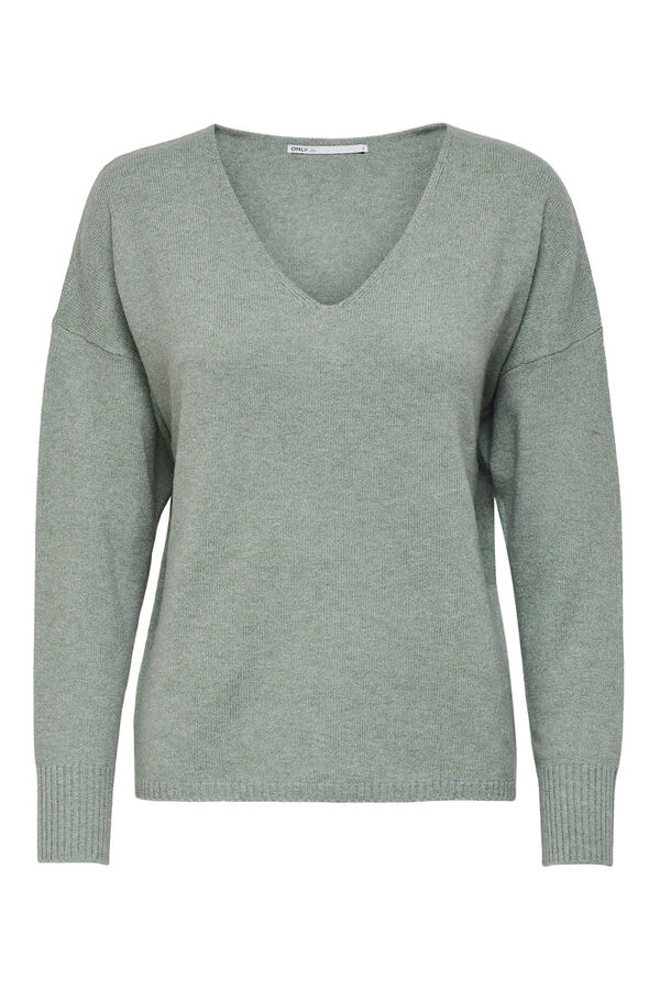 Only Camisola de gola em bico verde