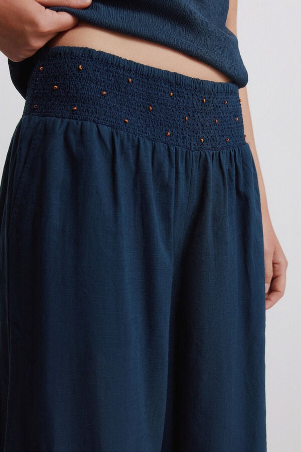 Springfield Cotton wide-leg trousers blue