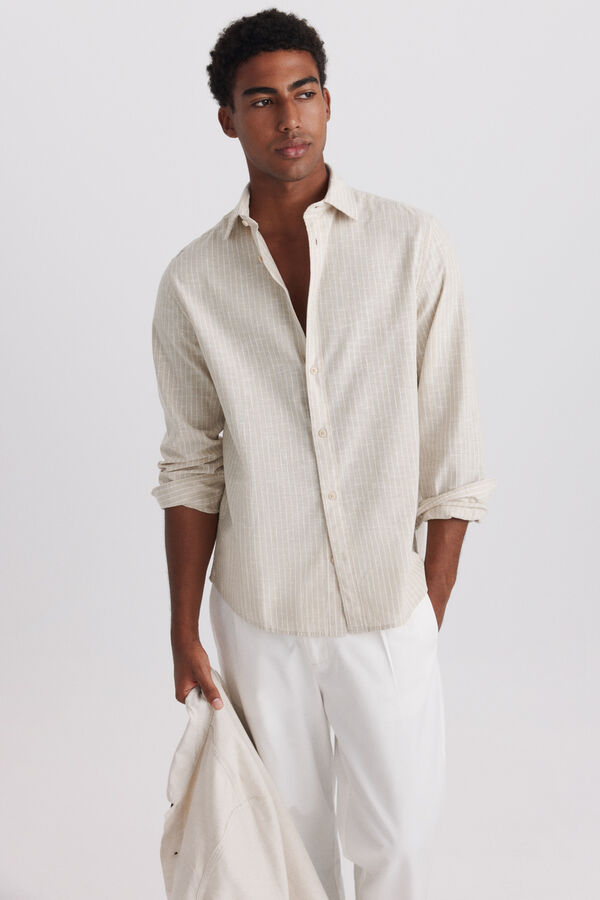 Springfield Striped linen shirt grey