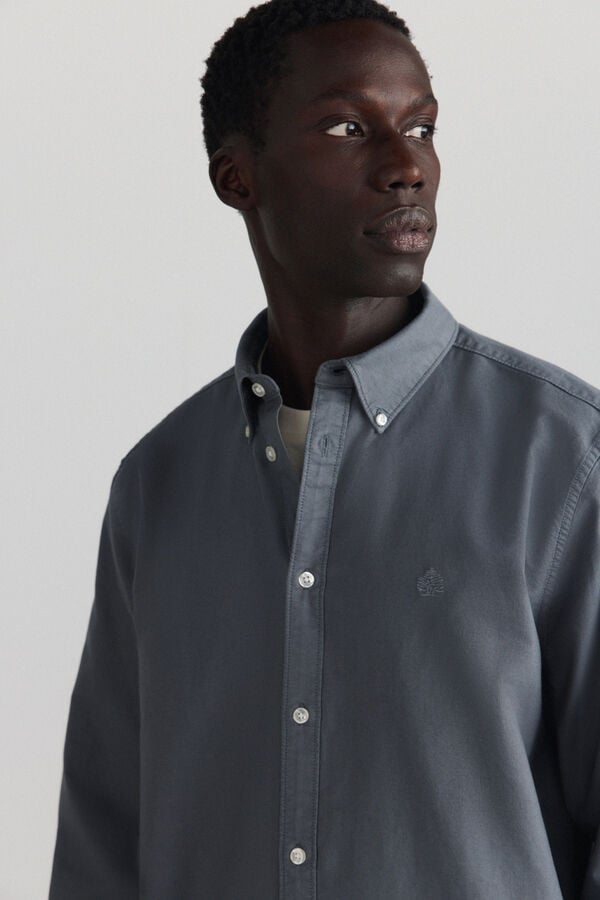 Springfield Garment-dyed oxford shirt blue