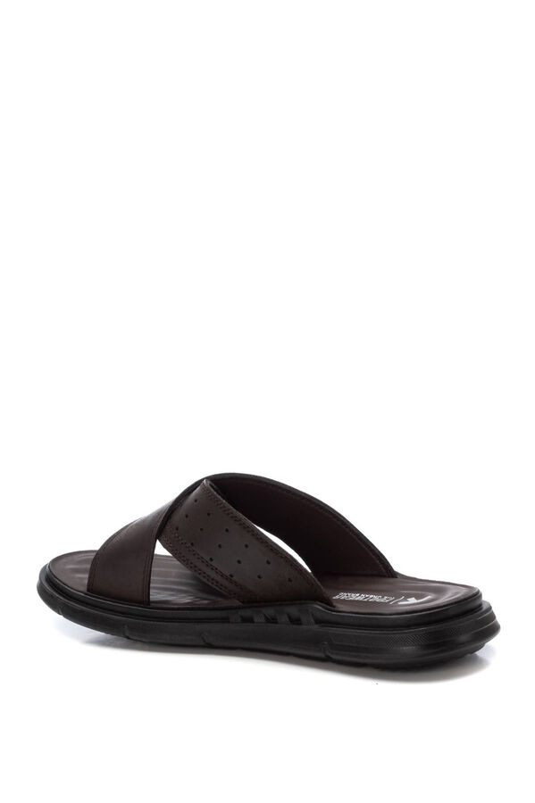 XTI Leather cross-strap sandal nude