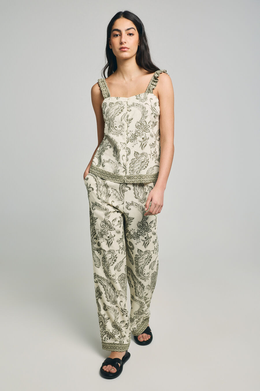 Pantalón ancho de lino
