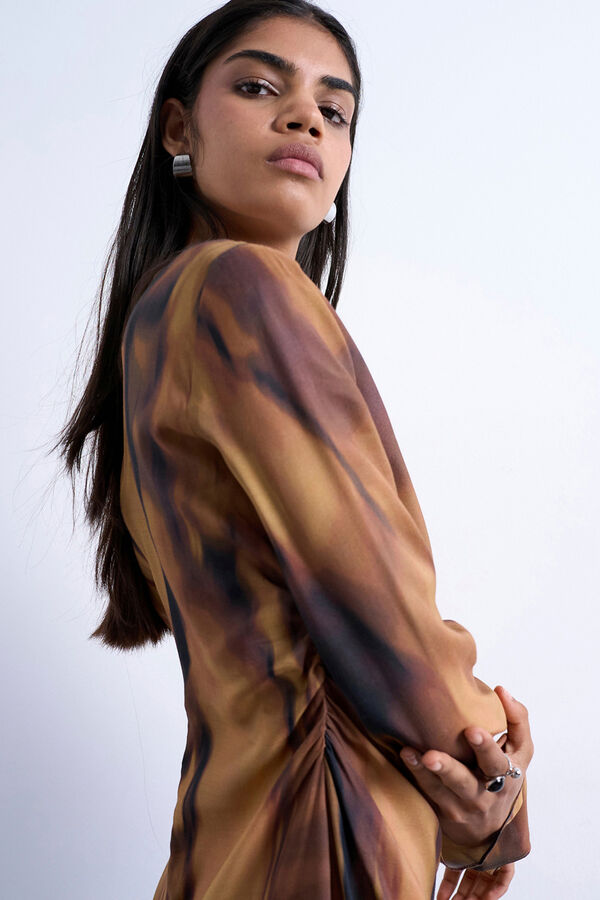 Topshop Viscose mini dress nude