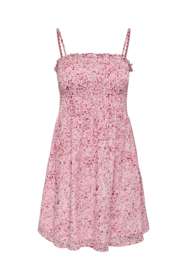 Only Vestido corto con escote cuadrado rosa