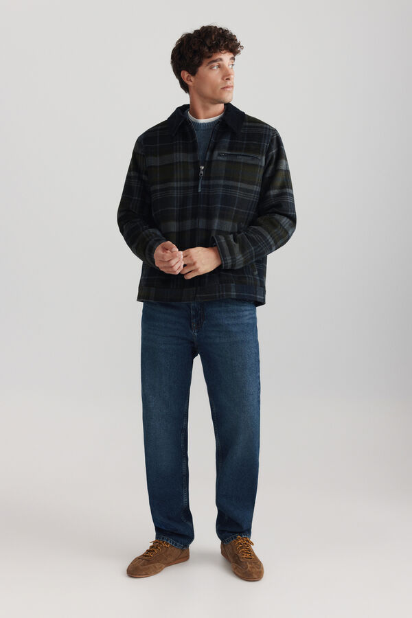Springfield Wool blend plaid jacket blue