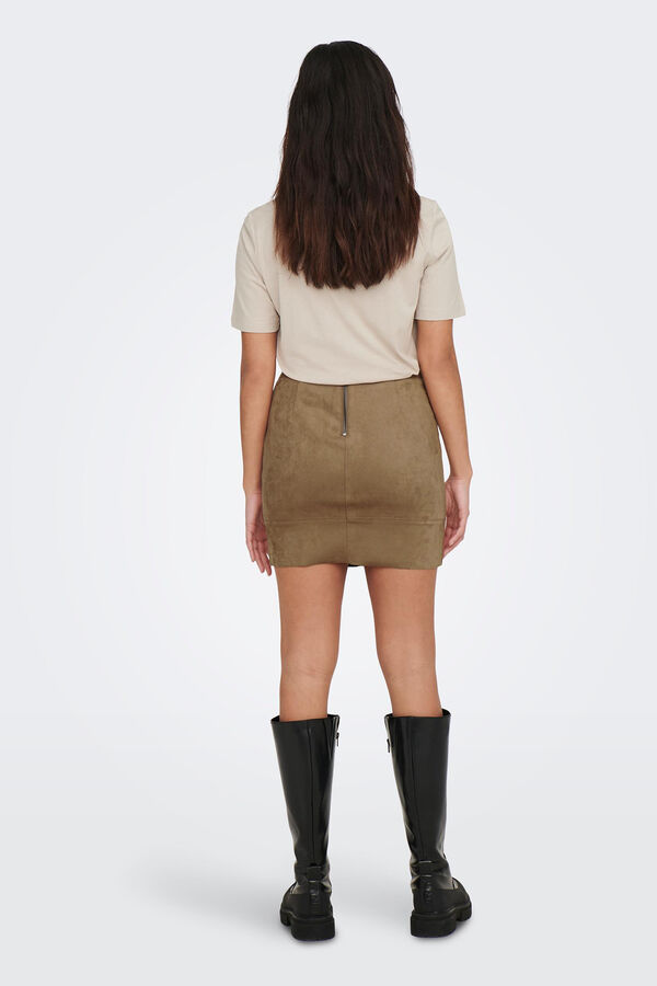 Springfield Short imitation suede skirt brown